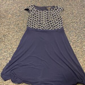 Connected Apparel Navy Blue Polka Dot Dress sz.10
